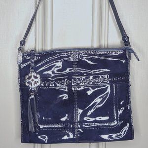 Vintage Brighton Handbag Deep Blue Leather Accessory Tassel Square Shoulder bag
